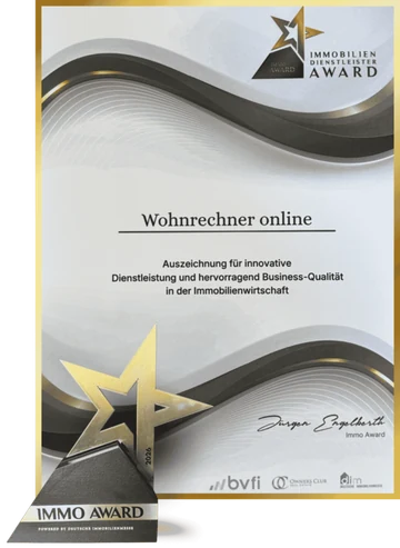 Urkunde und Pokal IMMO AWARD 2026
